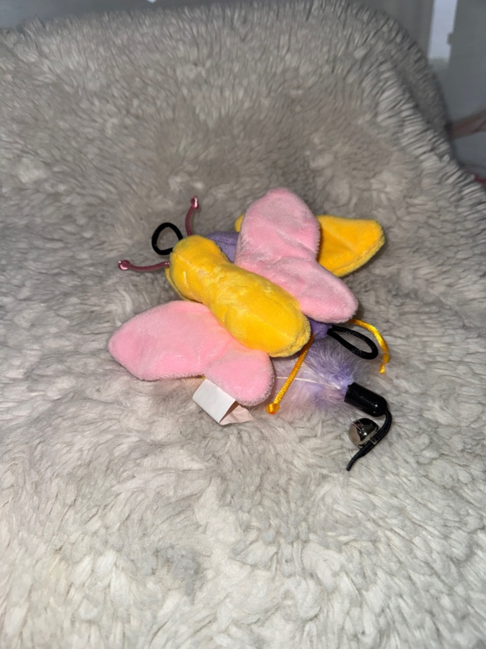 Plush Butterfly Cat Toy with Pink and Yellow Soft Wings